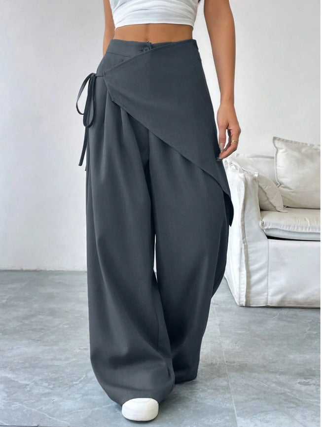 Designer-style Loose-fit Figure-flattering High-end Wide-leg Pants
