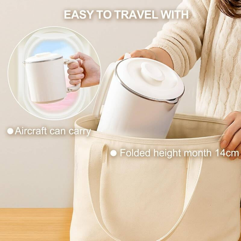 Camping Kettle Collapsible Kettle Camping Must Have Ultra-Compact Foldable Kettle With Dual Temp Control, 600ml Portable Kettle For Perfect Tea, Coffee & Baby Milk Your One Cup Kettle For Travel,