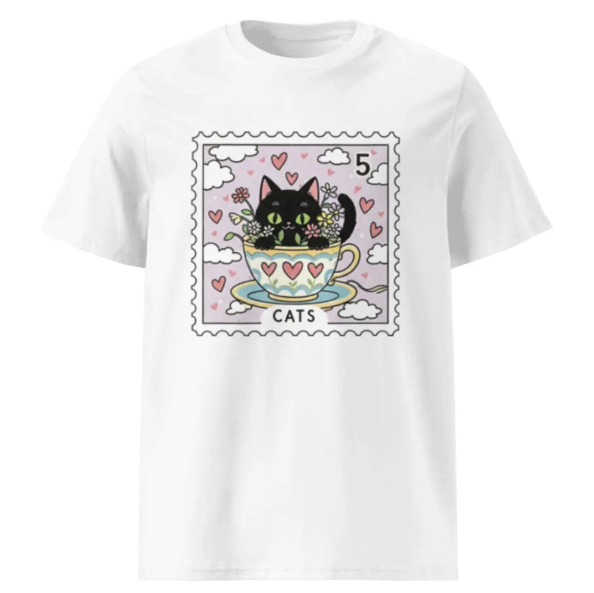 Camiseta de algodón orgánico unisex Gato negro sello EME