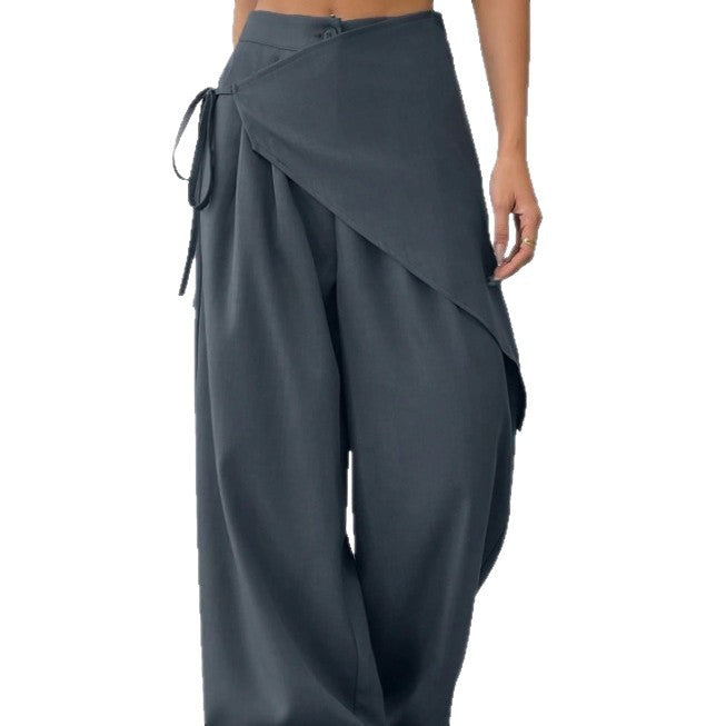 Designer-style Loose-fit Figure-flattering High-end Wide-leg Pants