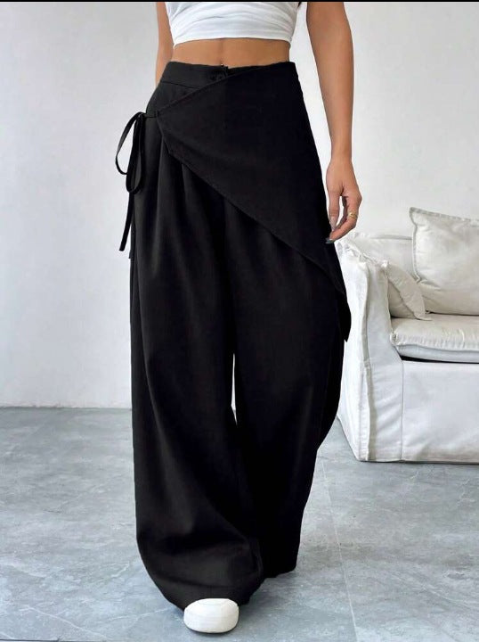 Designer-style Loose-fit Figure-flattering High-end Wide-leg Pants