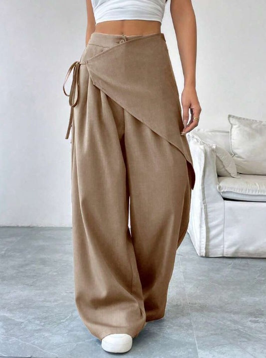Designer-style Loose-fit Figure-flattering High-end Wide-leg Pants
